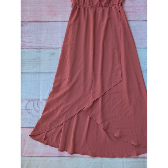 Roolee The Classic Taylor Jane Wrap Maxi Dress L‎ Short Sleeve Dark Salmon Color - Picture 5 of 9